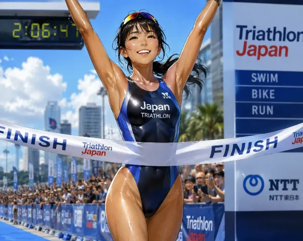 笑顔（”スマイル”）な女性ウォータースポーツ選手達。