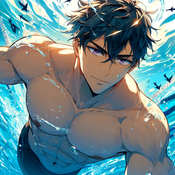 水泳をする、黒髪短髪男性…！！