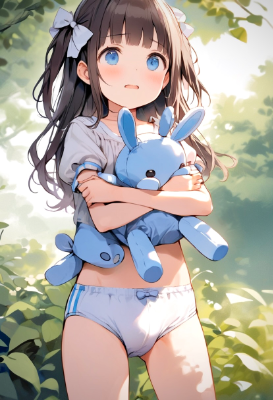 ぬいぐるみを抱えたおとこのこ