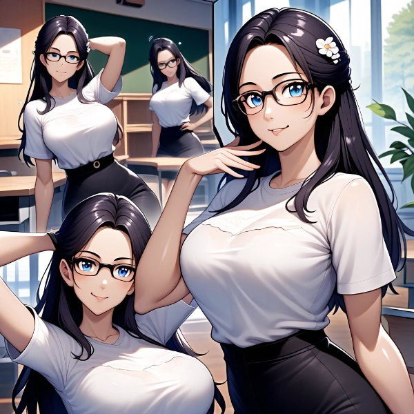 登校中に摘んだ花をプレゼントすると大喜びで髪にさしてくれる静香ママ❤