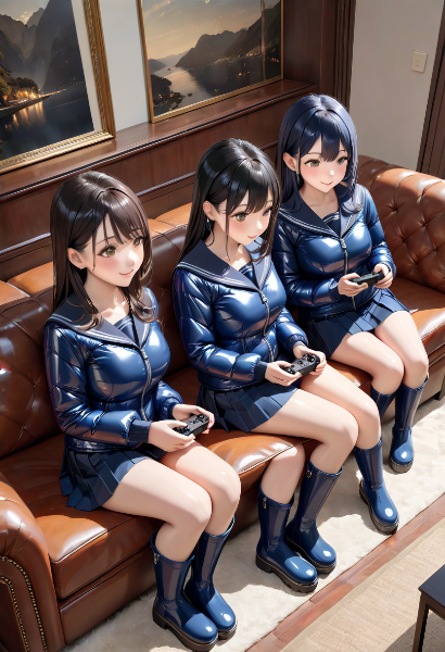 ゲームに興じるJKたち