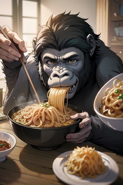 ゴリラ-中華蕎麦を食べる。