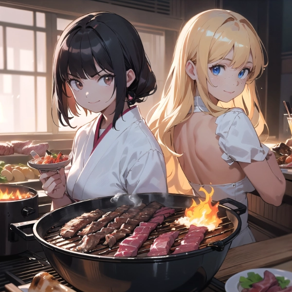 黒髪＆ブロンド・焼肉を食べに行った