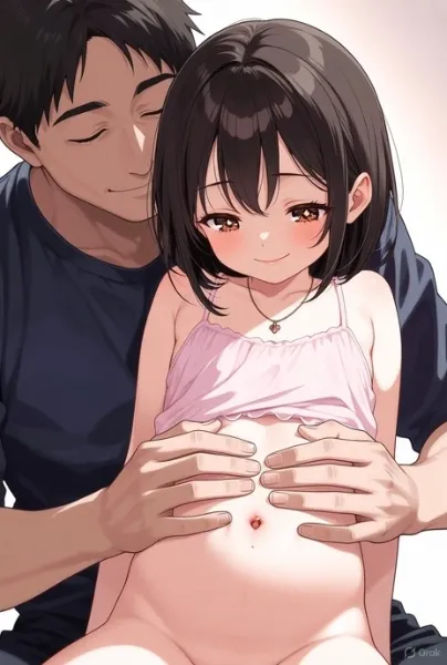 ロリっ娘のぽっこりお腹をナデナデ