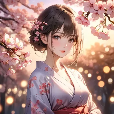 桜の光に包まれる少女