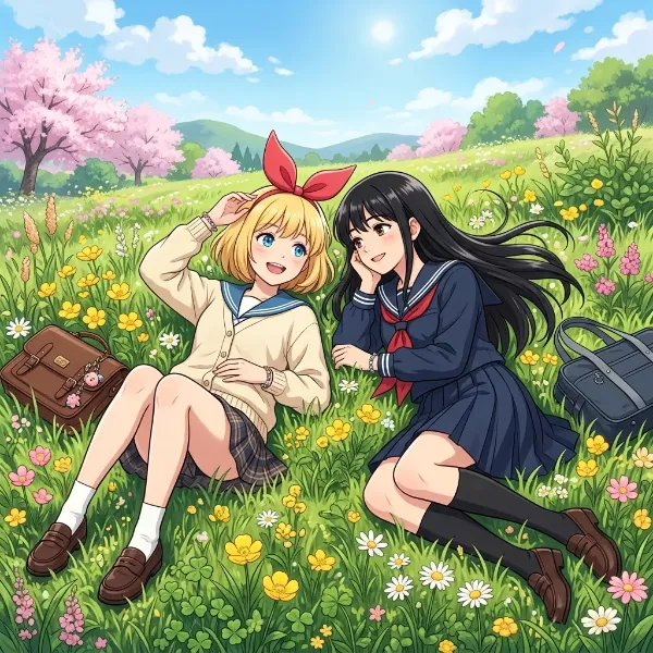 芝生にごろーん