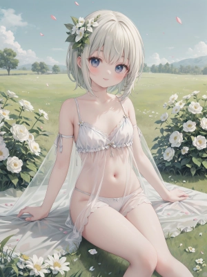 花と少女。