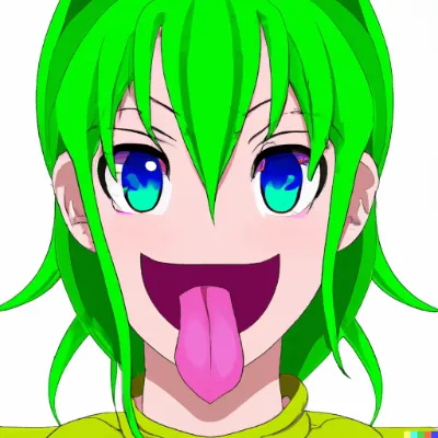 いろんな色の髪の少女の緩い舌出しフェイス