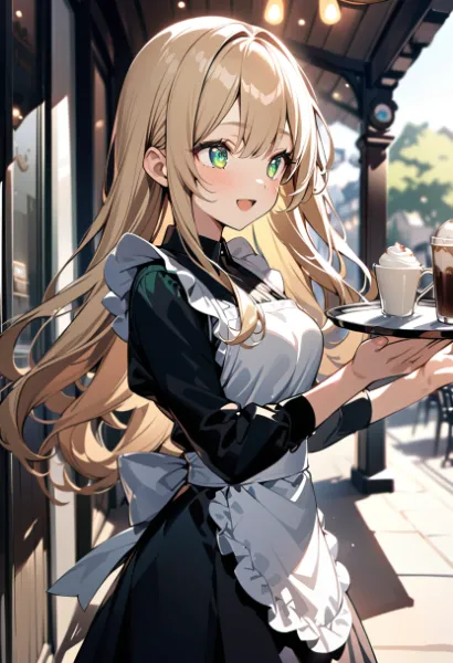 カフェテラスの少女