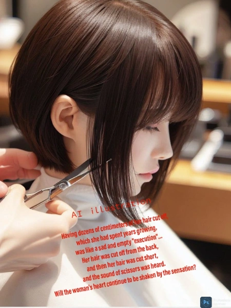 バッサリヘアカット美少女