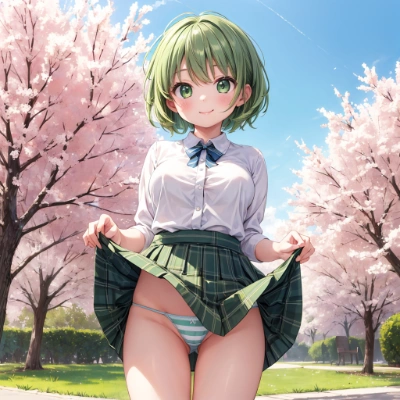 緑髪な娘のパンツ