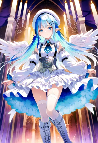 青き翼の天使と聖堂の祈り