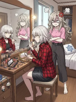 勝手に化粧品使われて怒っているクリームヒルト