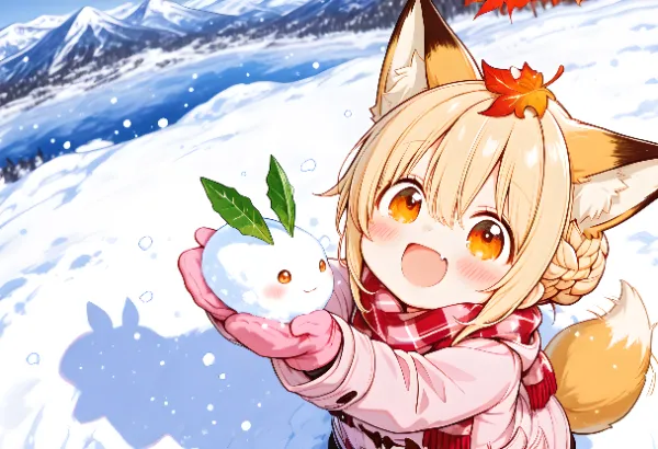 【雪うさぎ】幼狐ちゃんの「雪うさぎトラップ」