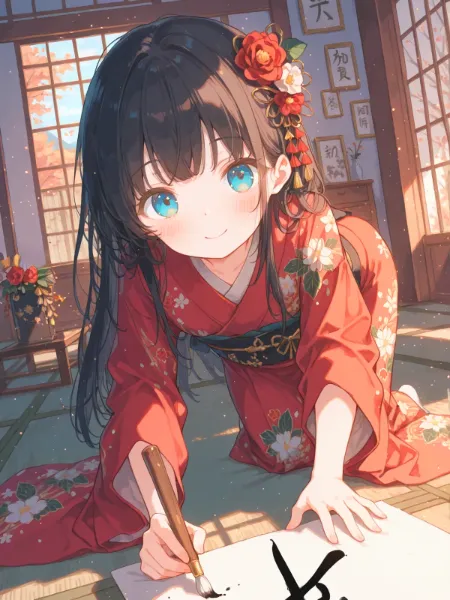 気持ちを新たに書を綴る