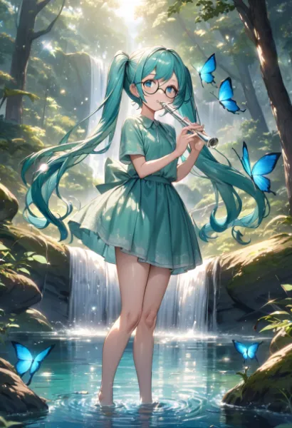 フルートを吹く少女