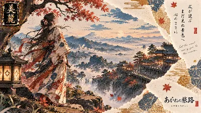 紅葉の風に導かれる 少女の旅