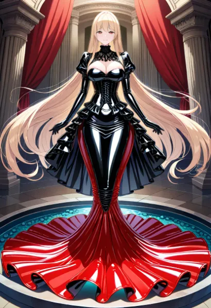 ラテックスのドレスコルセット