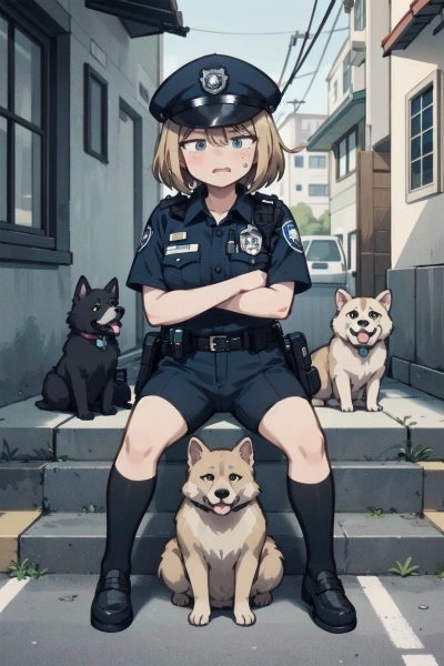婦人警官と犬