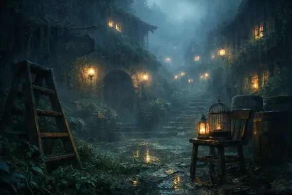 雨夜の隠れ里、囁く影の物語