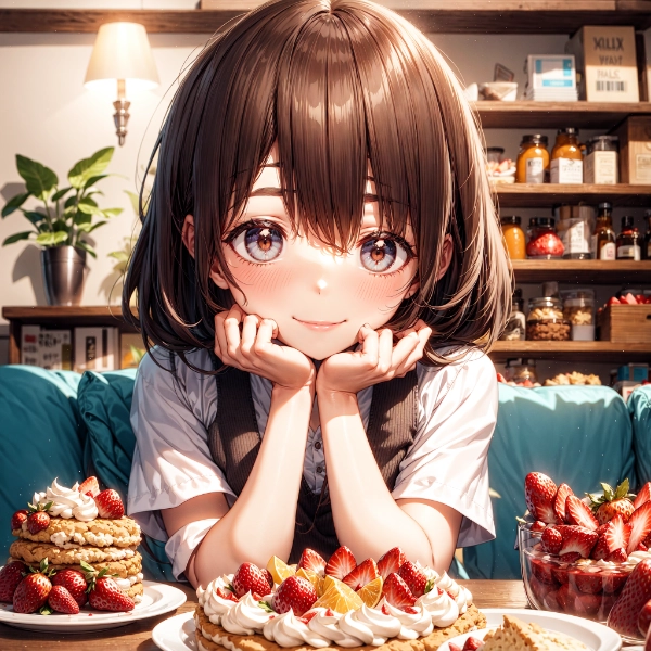 イチゴのショートケーキと女の子