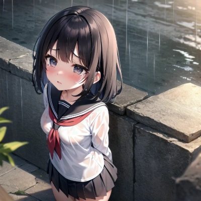 これ、雨が顔を流れてるだけだから