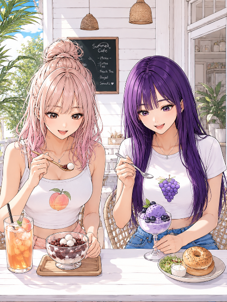 2人でカフェタイム♪（ピーチ、ピオ）