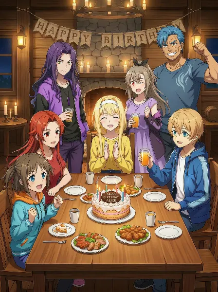 SAOのアリスの誕生日を祝うユージオとベルクーリ達