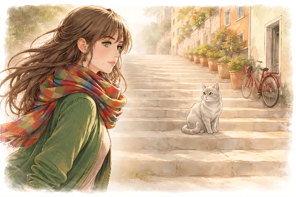 猫のいる坂道