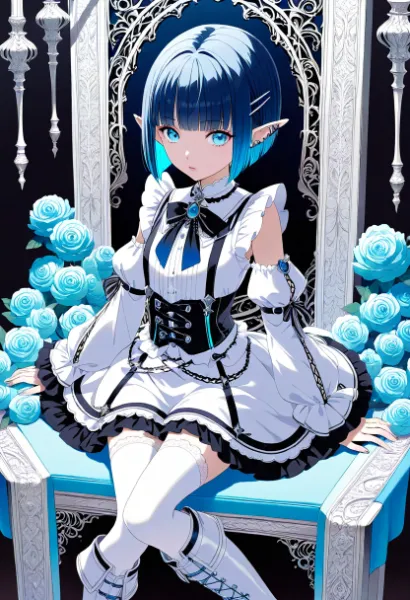 青き薔薇の玉座に佇む妖精姫