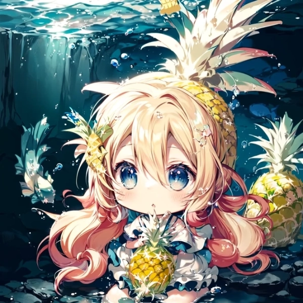パイナップル妖精は海のなか