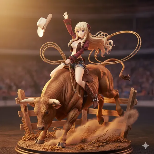 お嬢様 × 牛(ロデオカウガール)