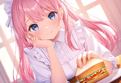 ピンクメイドの甘い休憩時間