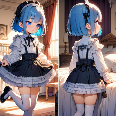 夕方のかわいい青髪さん