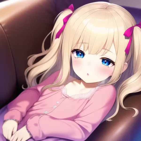 眠いのを我慢する金髪少女