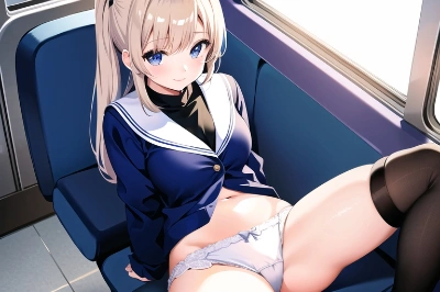電車でパンツ見せJK