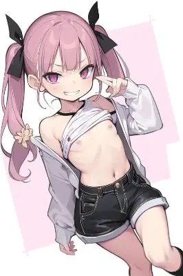 メスガキちゃんシャツたくし上げ