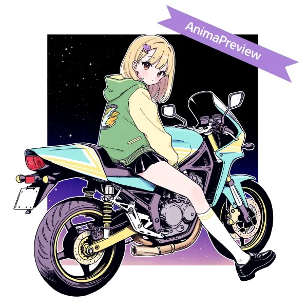 星空のバイカー少女