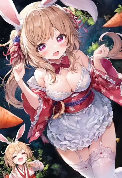 アップを始めたうさぎ