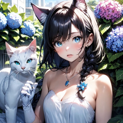 ケモ耳娘と白猫