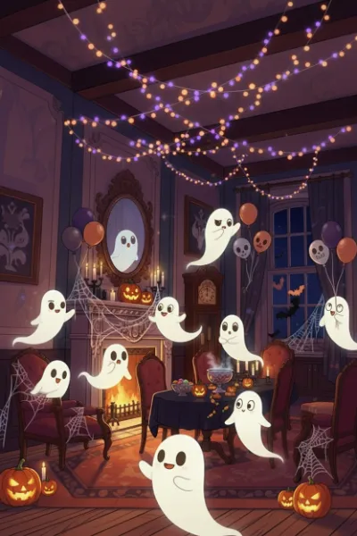 幽霊たちのハロウィンパーティー準備