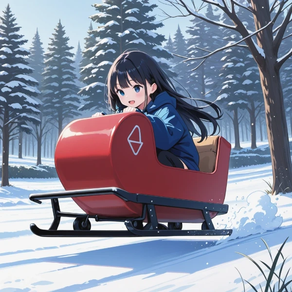 雪の森を駆け抜ける少女の冒険