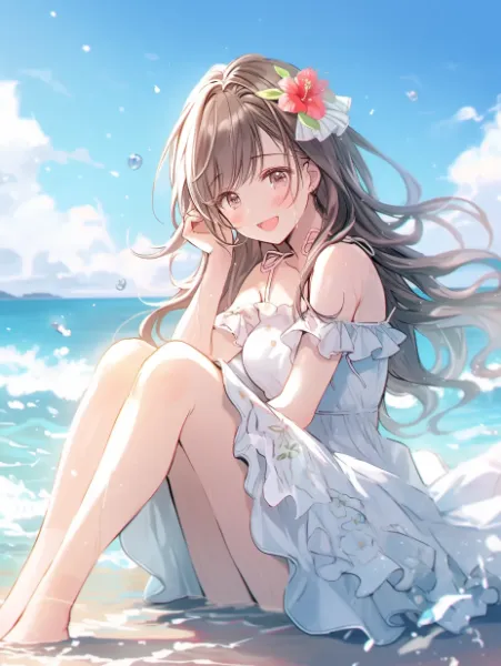 砂浜の美少女Beautiful girl on the sandy beach　少女-大人