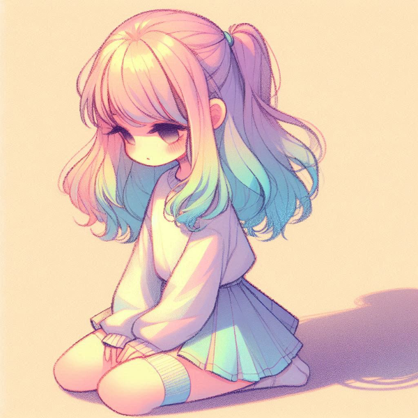 三色グラデーションの女の子