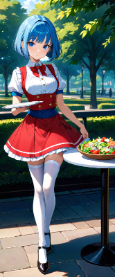 赤色制服のウエイトレスさん
