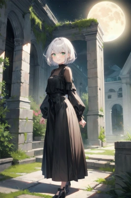 銀髪少女 廃墟散歩