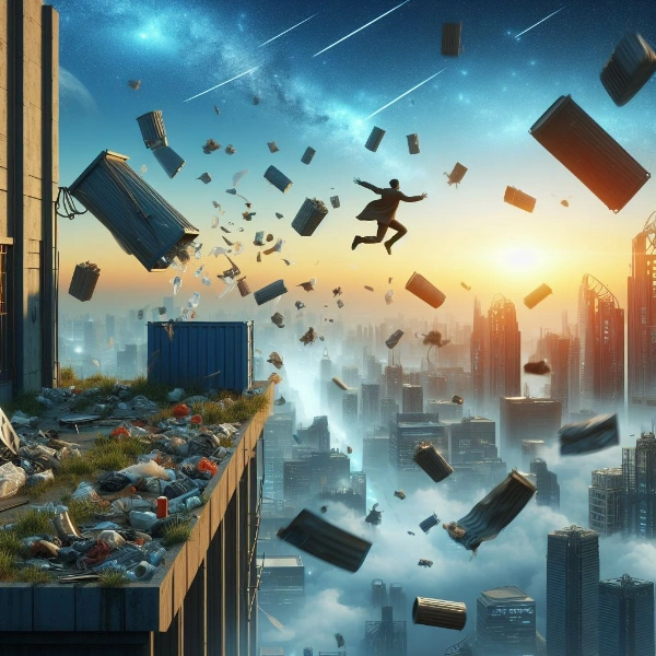 屋根より高いゴミ登り