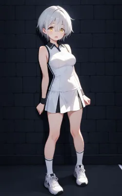 脱衣（銀髪ウルフカット）