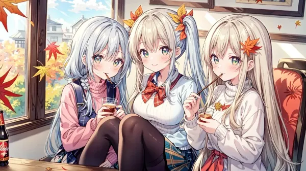 秋風に揺れる三姉妹の秘密ティータイム