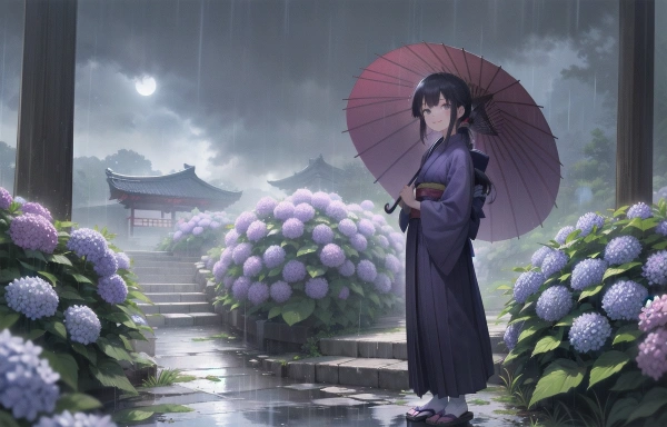 雨天の紫陽花